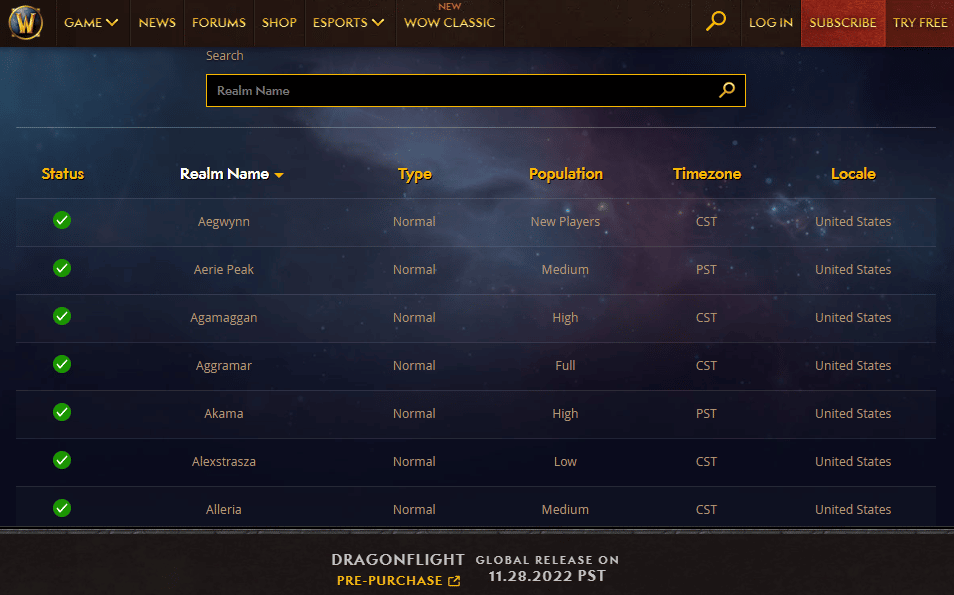 Check Server Status