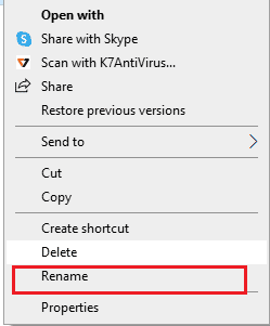 click on the Rename option. Fix World of Warcraft Unable to Validate Game Version