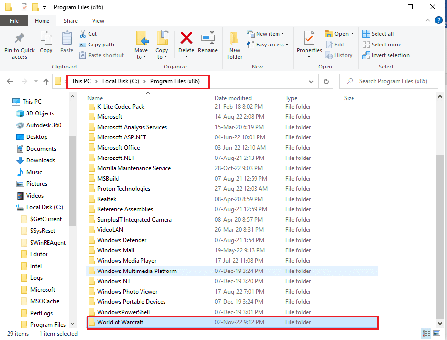 navigate to the WOW folder