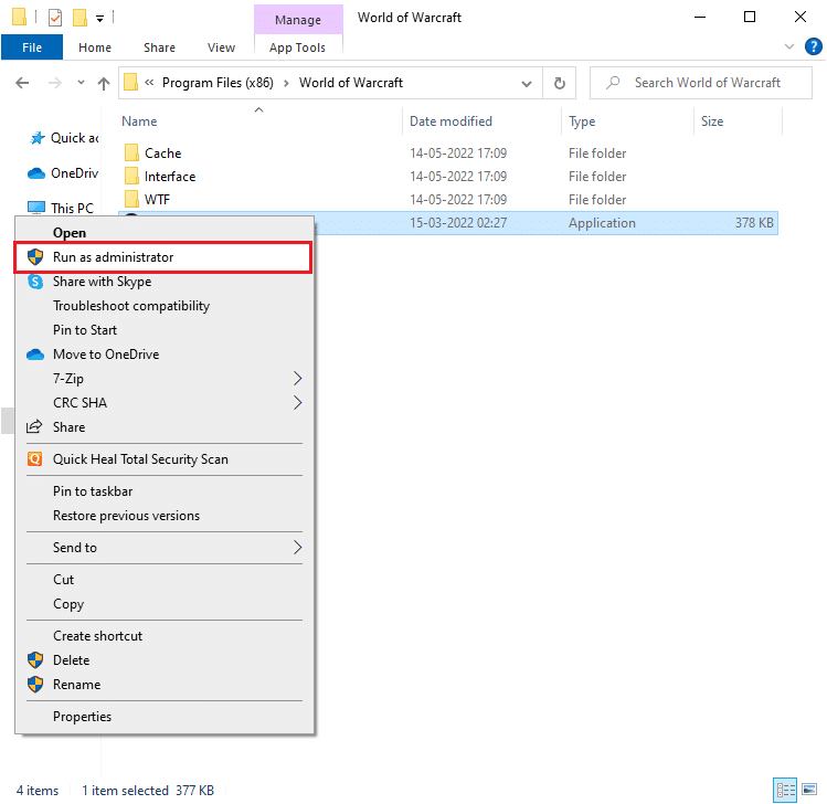 select the Run as administrator option. Fix World of Warcraft Unable to Validate Game Version