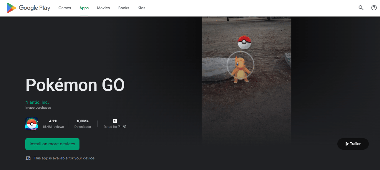 Pokemon Go on Google Play Store
