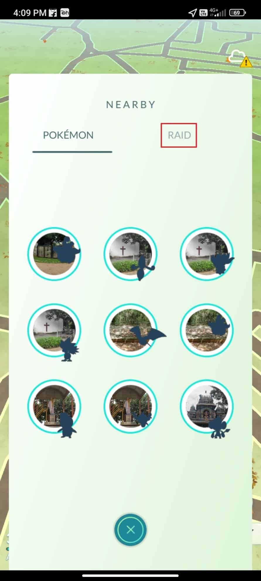 Tap on the RAID option on the tab
