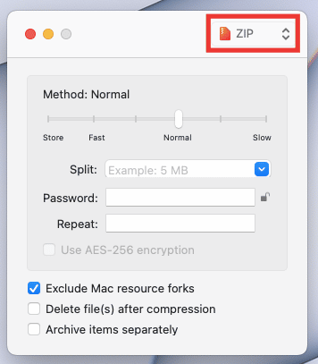 Select the format in which you want to compress the file. Fix Keka Error Code 2 on macOS