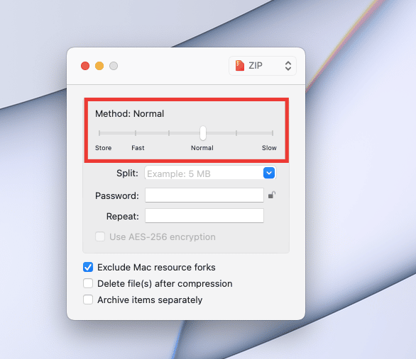 Select the method of speed of compression. Set it to Normal for best result
