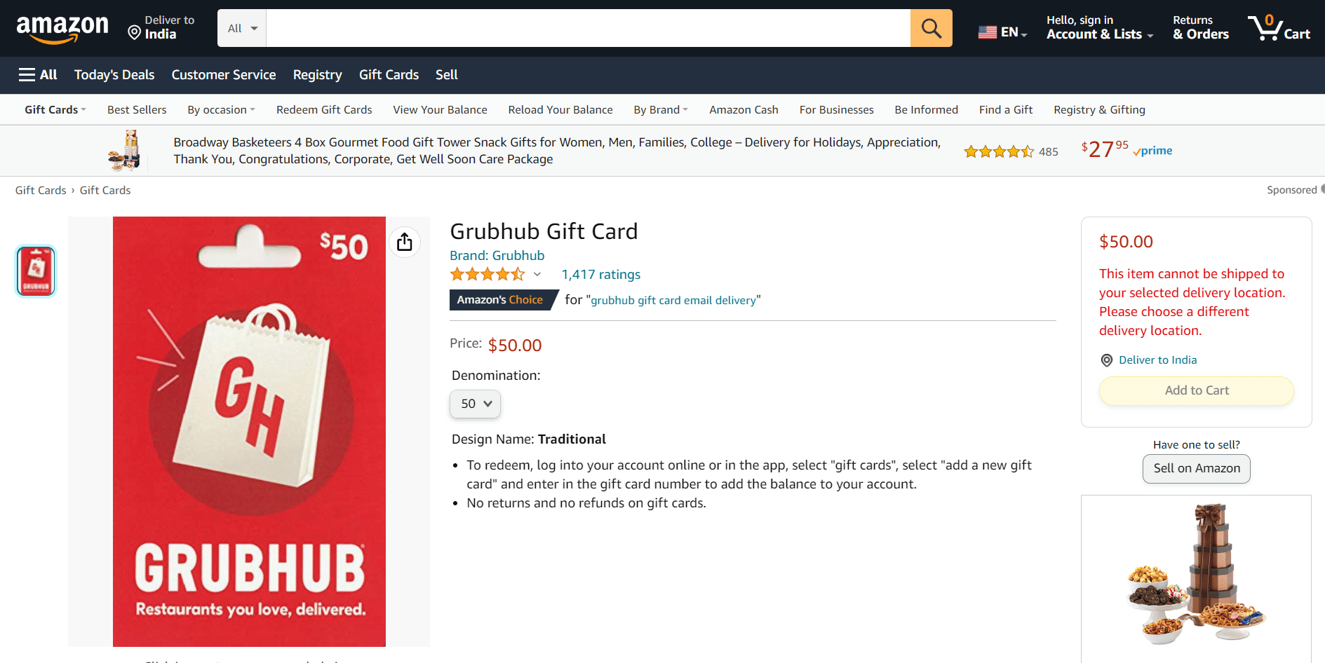 Physical gift card