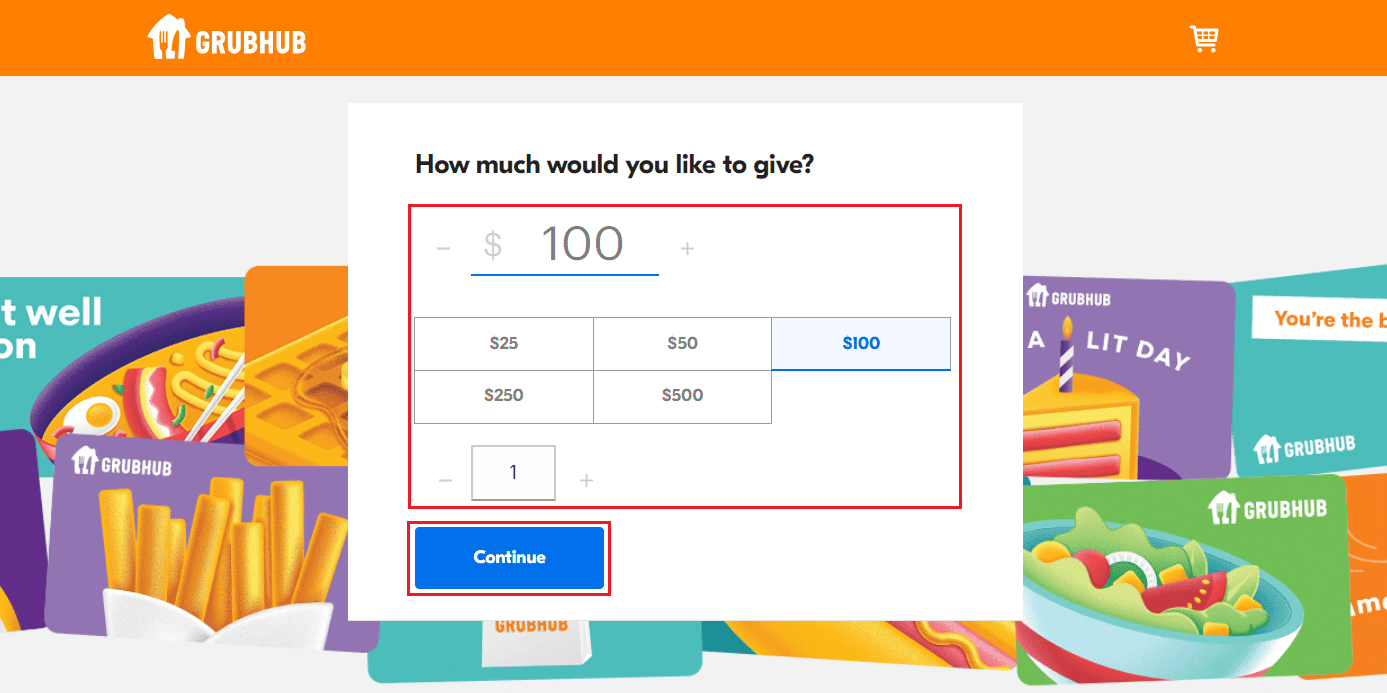 Enter the desired amount of money you’d like to load and click on Continue