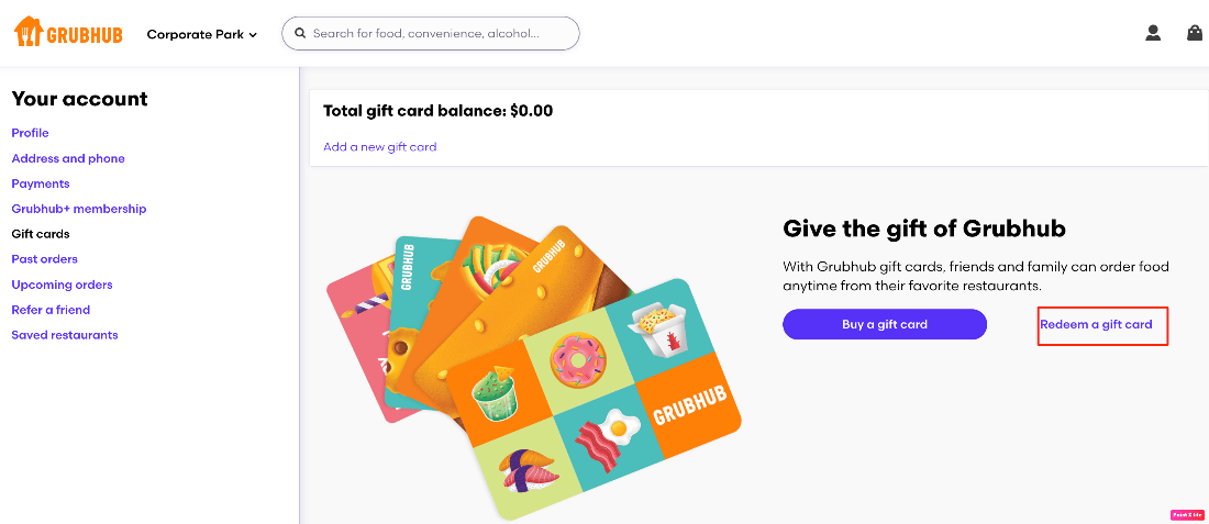 tap on redeem a gift card