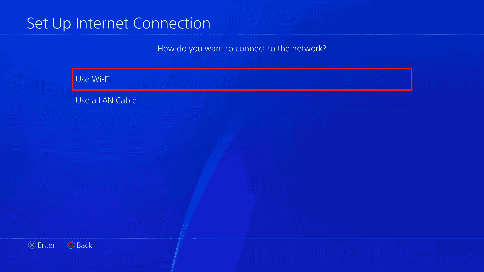 Use Wifi in set up internet connection menu