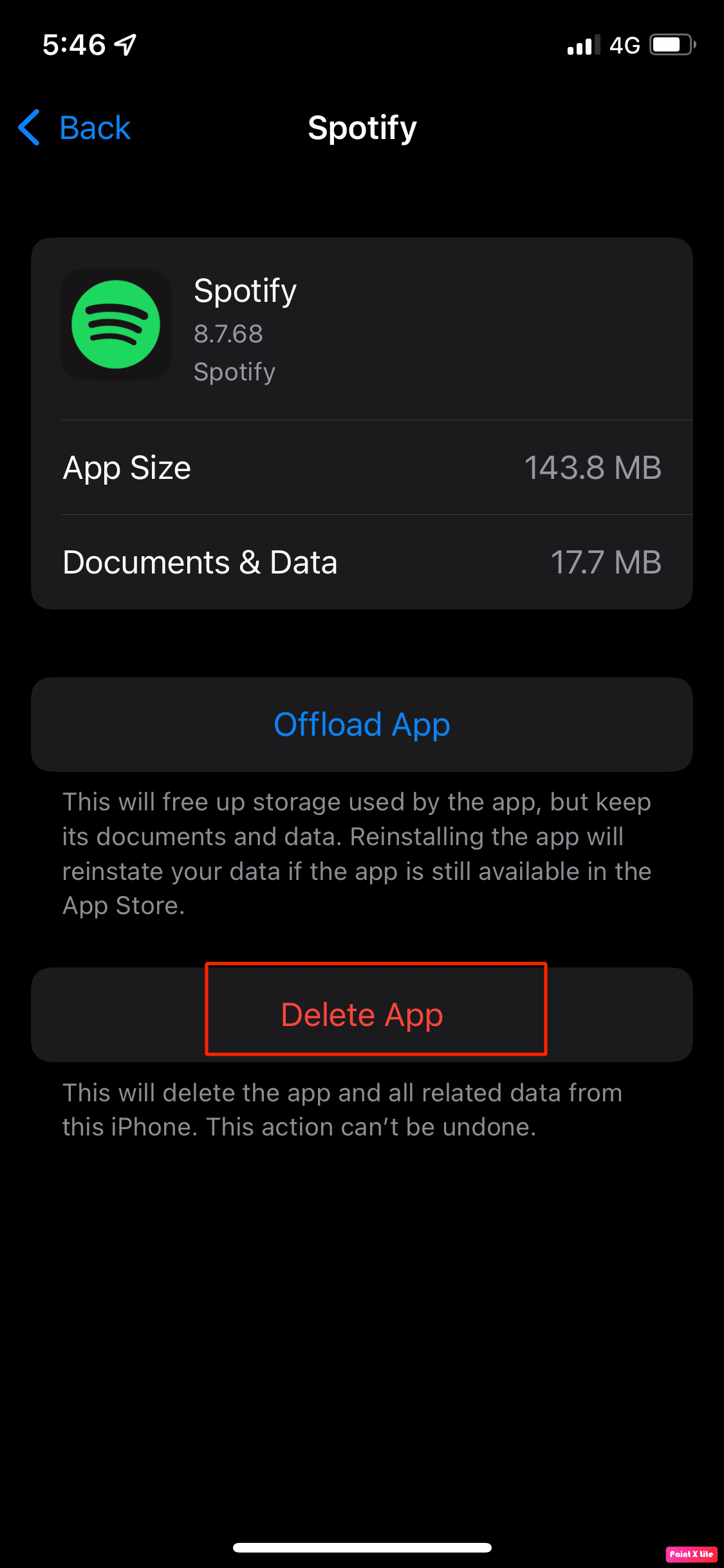 click delete app. Fix Can’t Log In to Spotify with Correct Password
