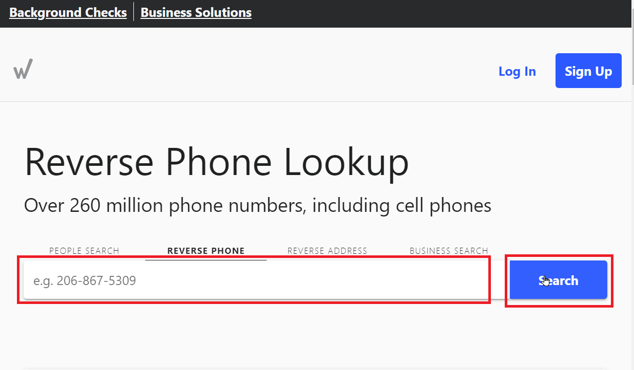 enter number and click search