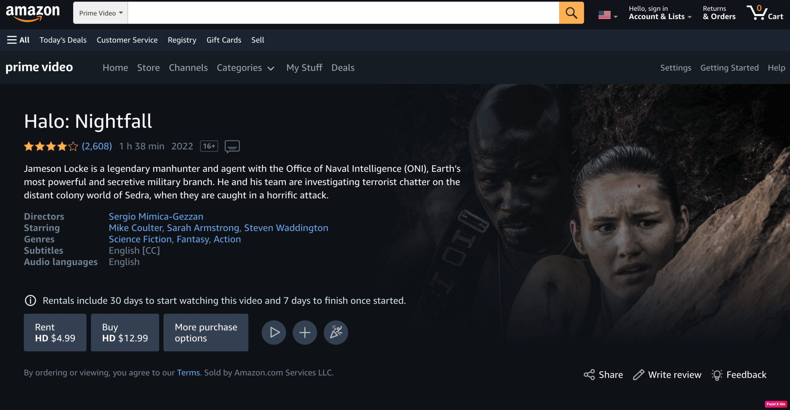 amazon prime halo nightfall buy page