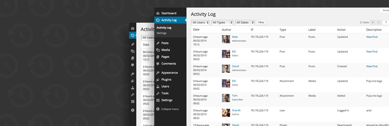 The Activity Log plugin banner.