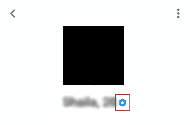 little white star in the blue shield Verified Bumble profile