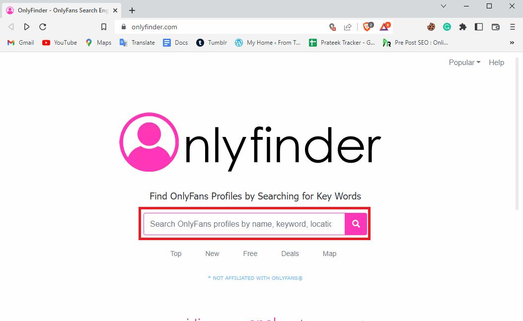 Enter the name of the person you want to search for on OnlyFans