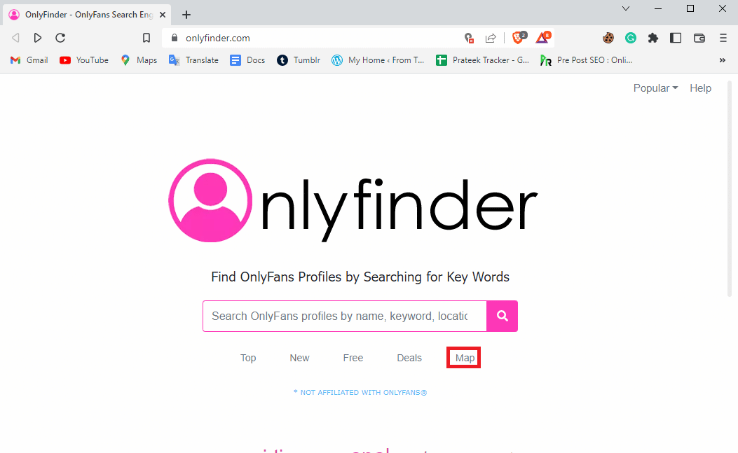 Click on the Map option | How to Find Someone on OnlyFans without Username