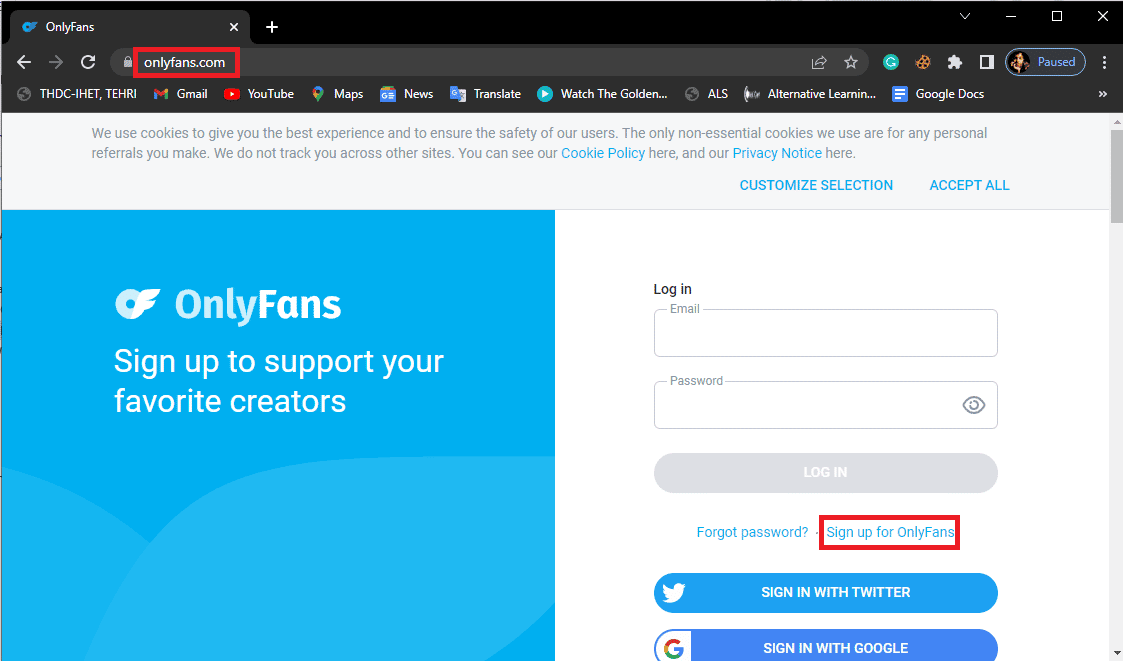 Go to the official OnlyFans page and try to create a new account by clicking on SignUp for OnlyFans | How to Find Someone on OnlyFans without Username
