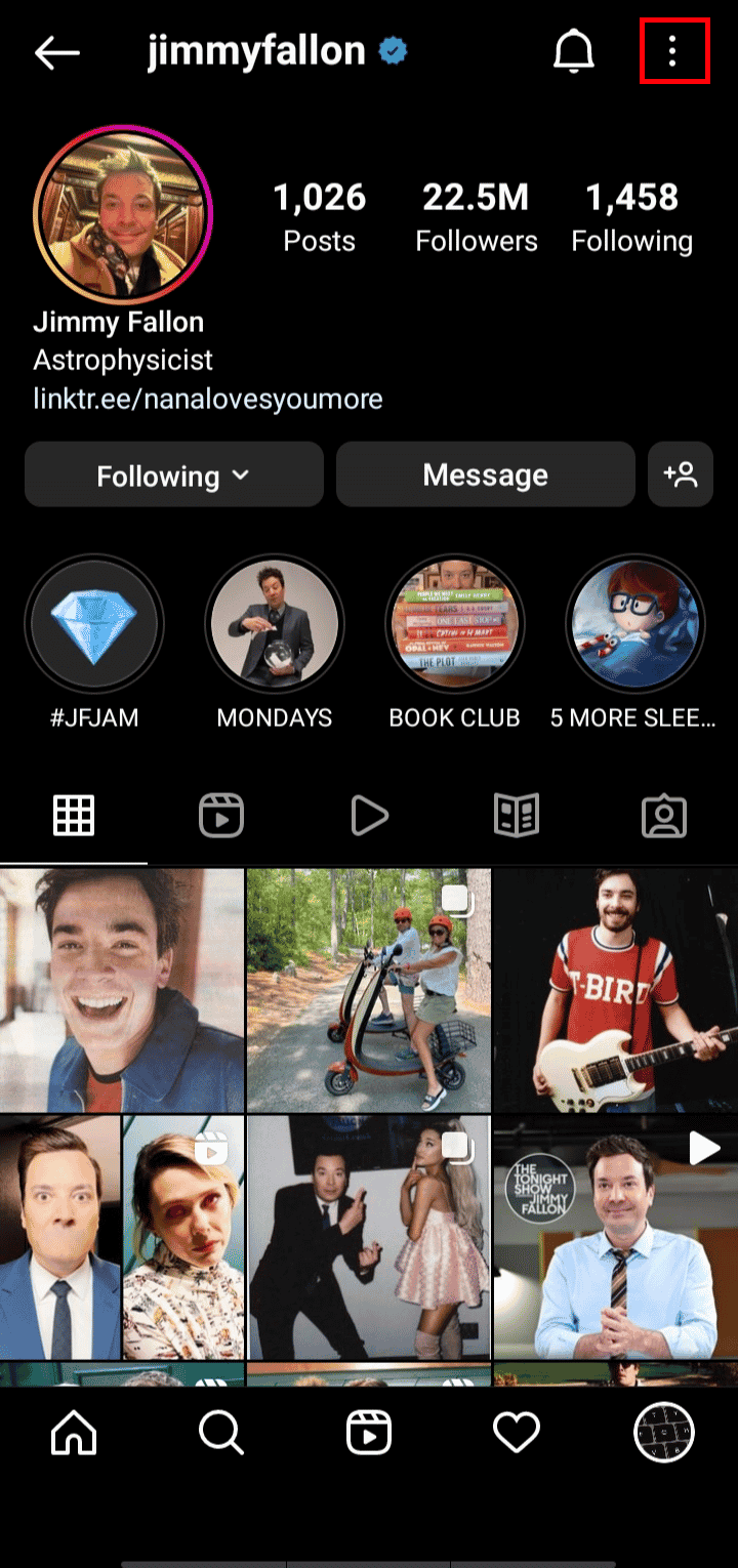 Tap on the three dots at the top right corner