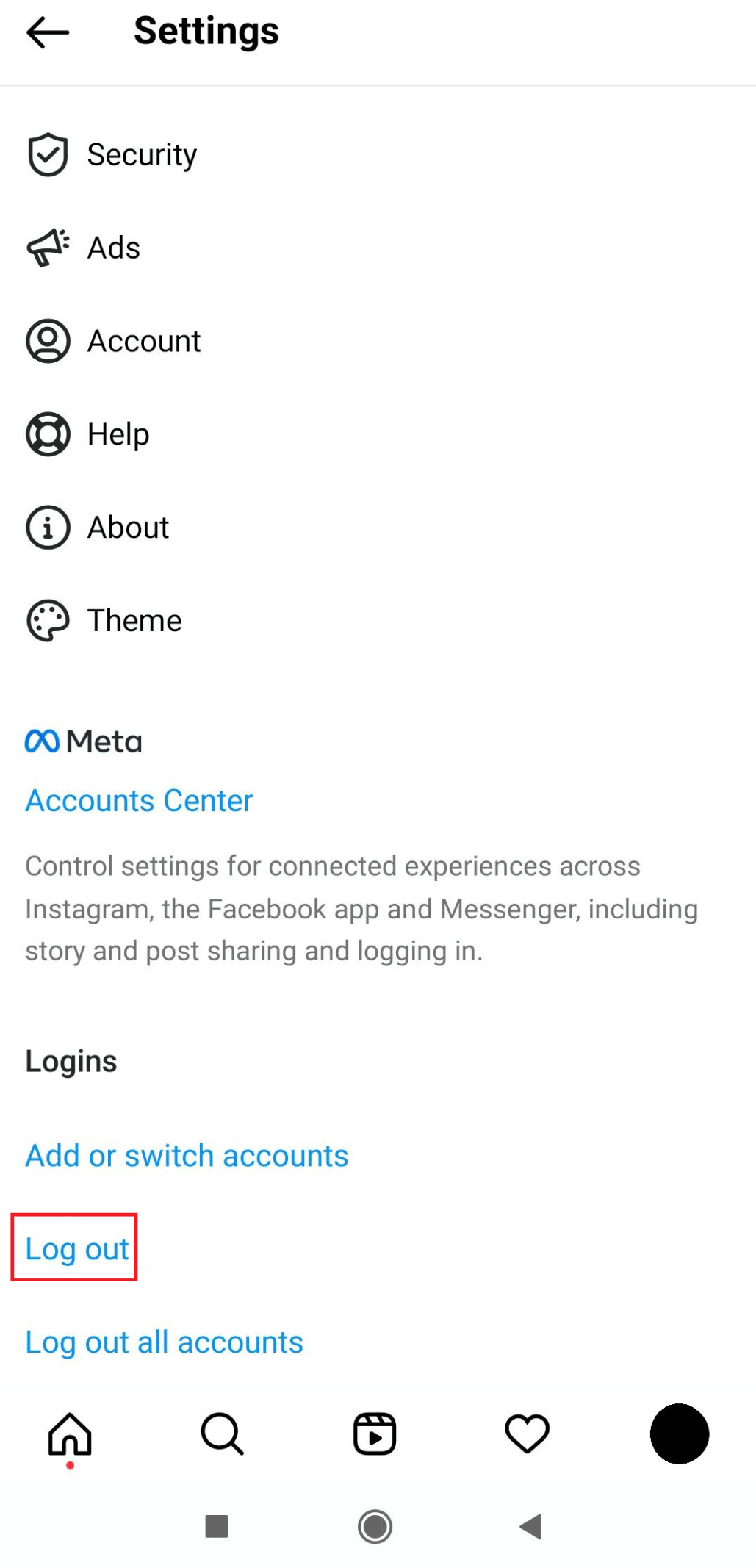 log out IG