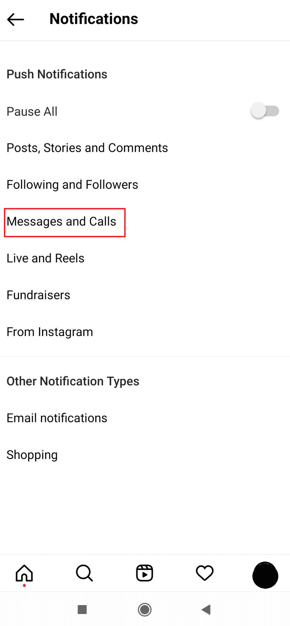 message and calls