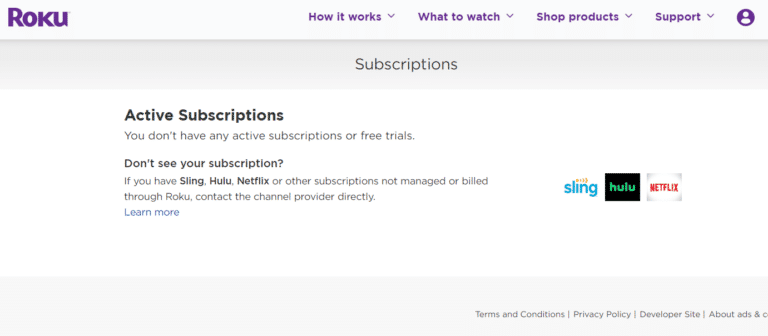 Roku Actve subscriptions