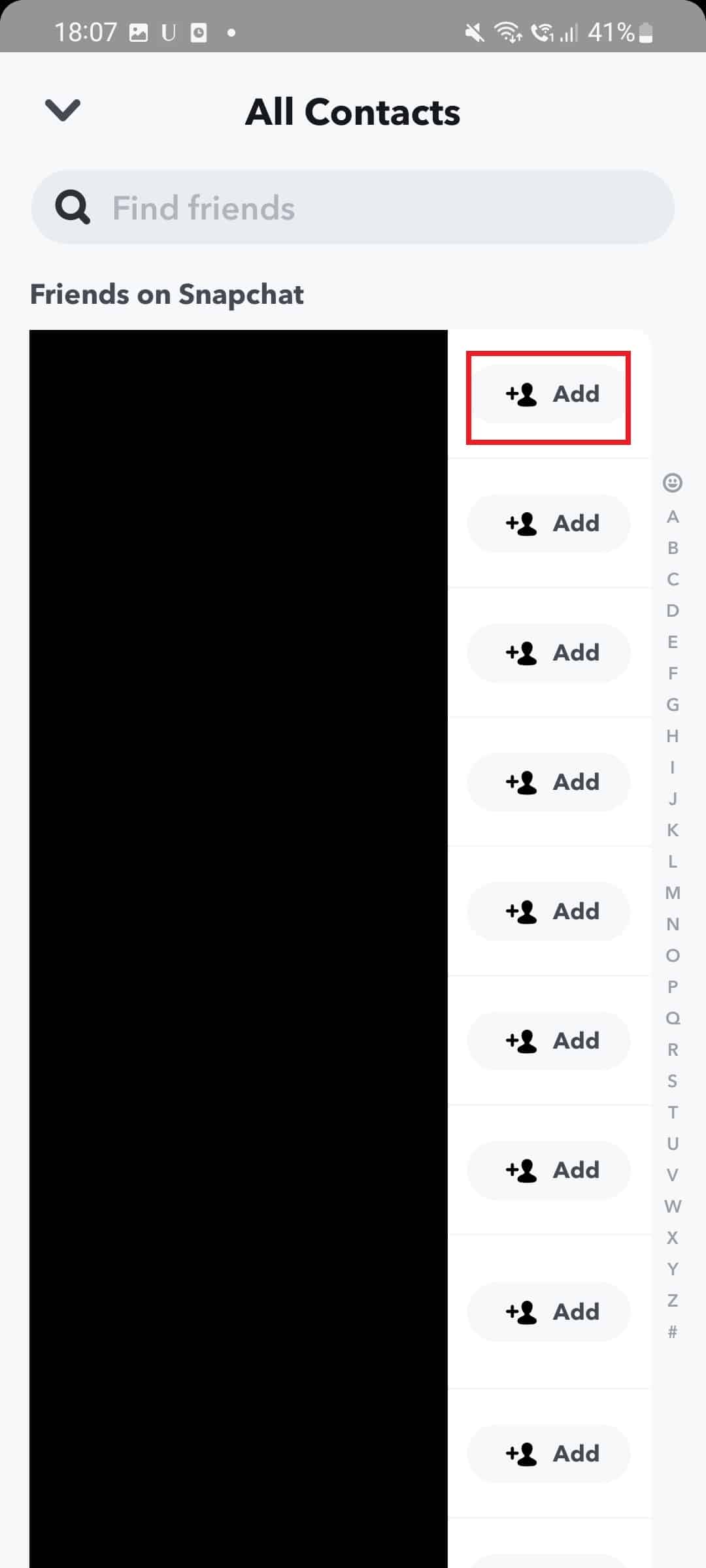 add friend option. How to Search Snapchat by Phone Number