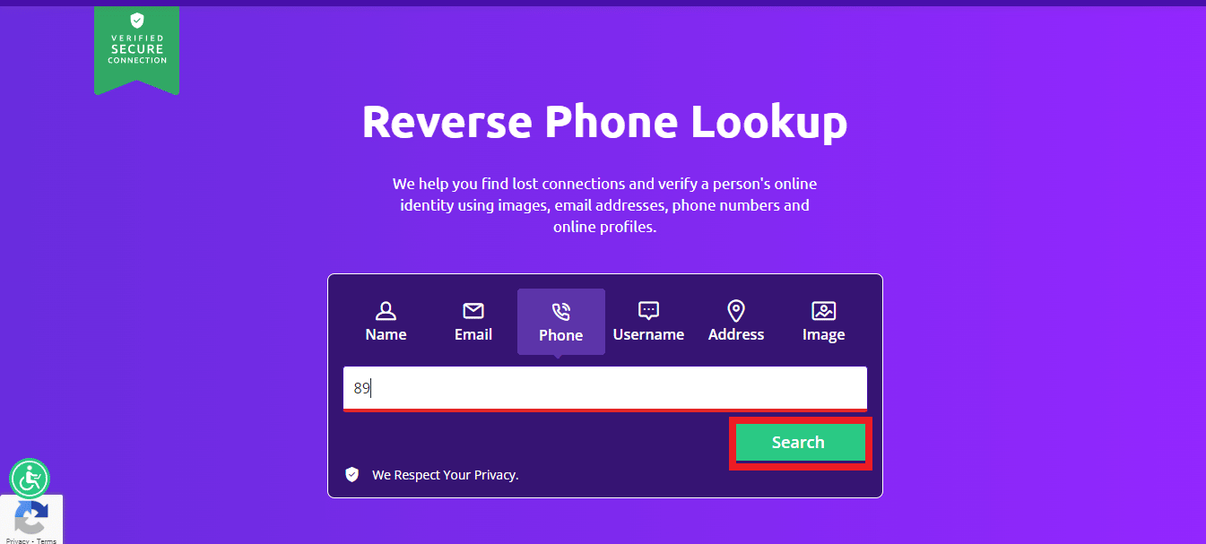 Click on search option