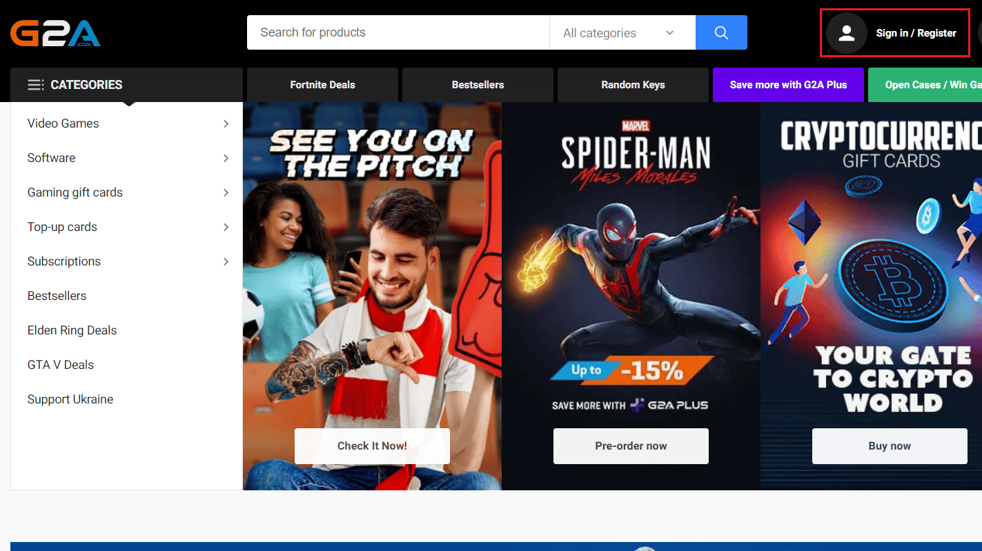 Visit the G2A website on your browser and Sign in to your account