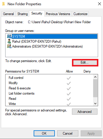 click on edit in file properties 