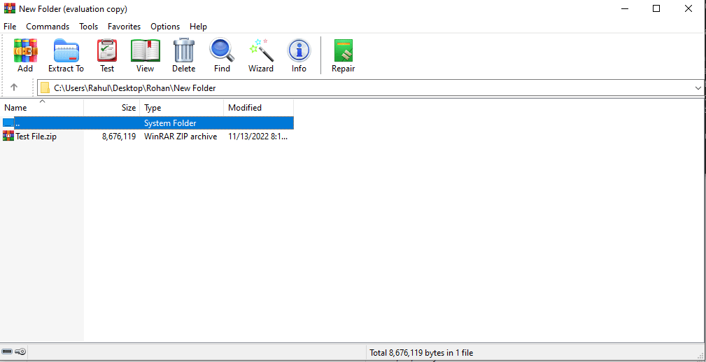 double click on file to open. Fix Unexpected Zip File Error 0x80004005