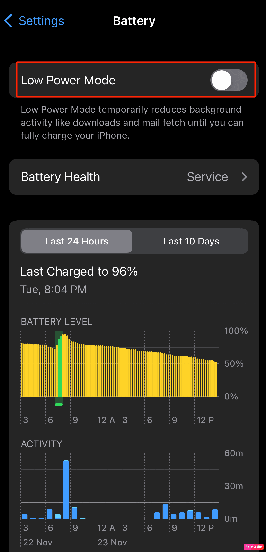 switch off low power mode