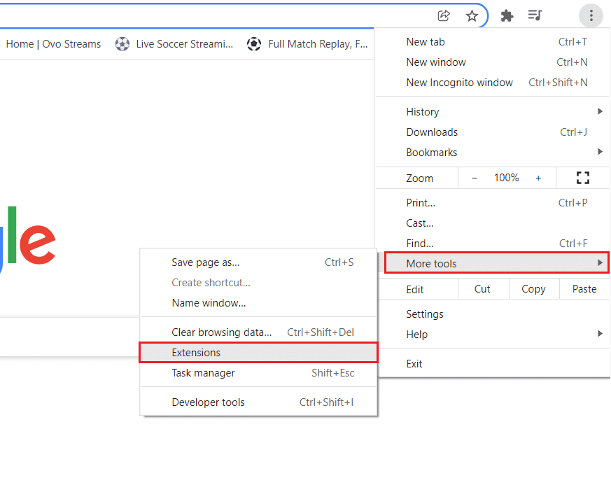 click on More tools and select Extensions in Google Chrome