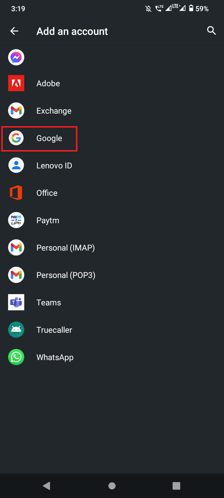 tap on Google