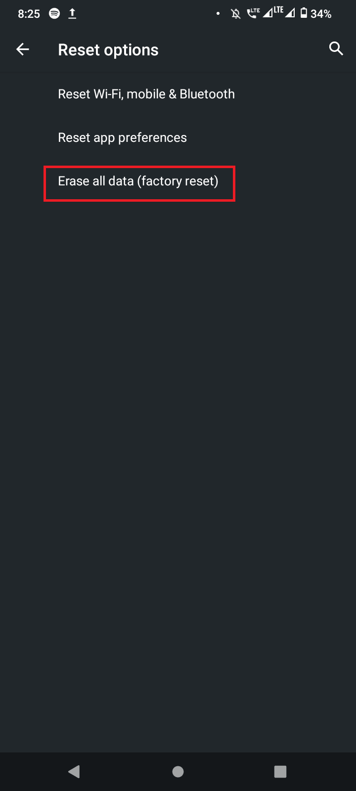tap erase all data