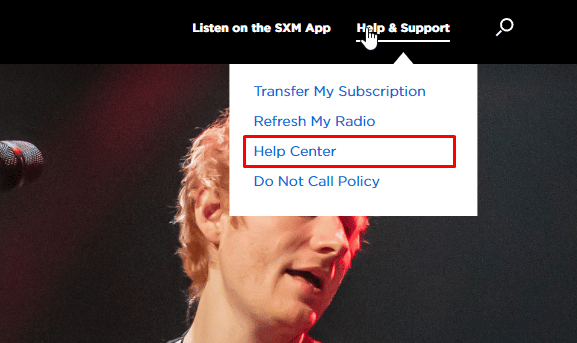click on the Help Centre option