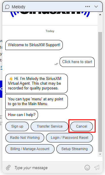 cancel option