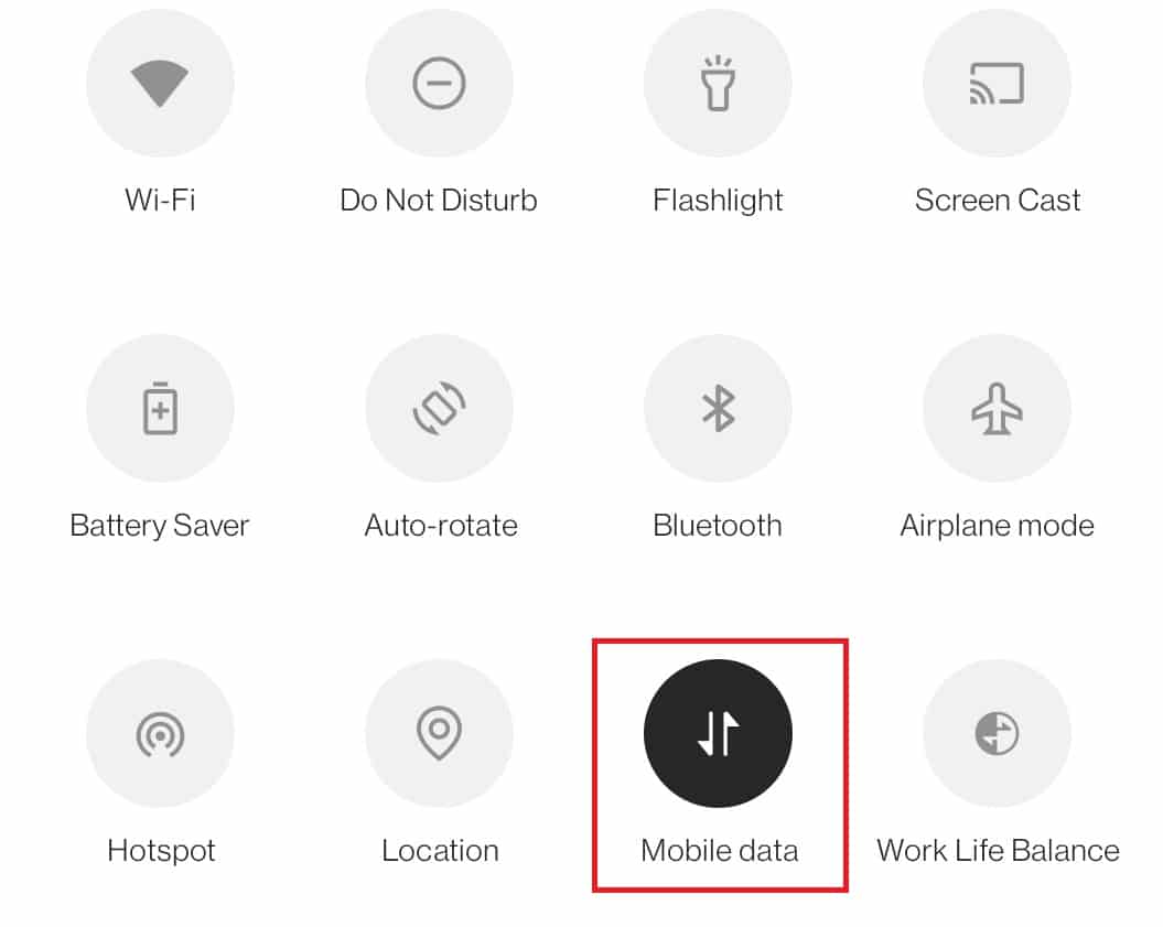 Tap on the Mobile data option to turn it on