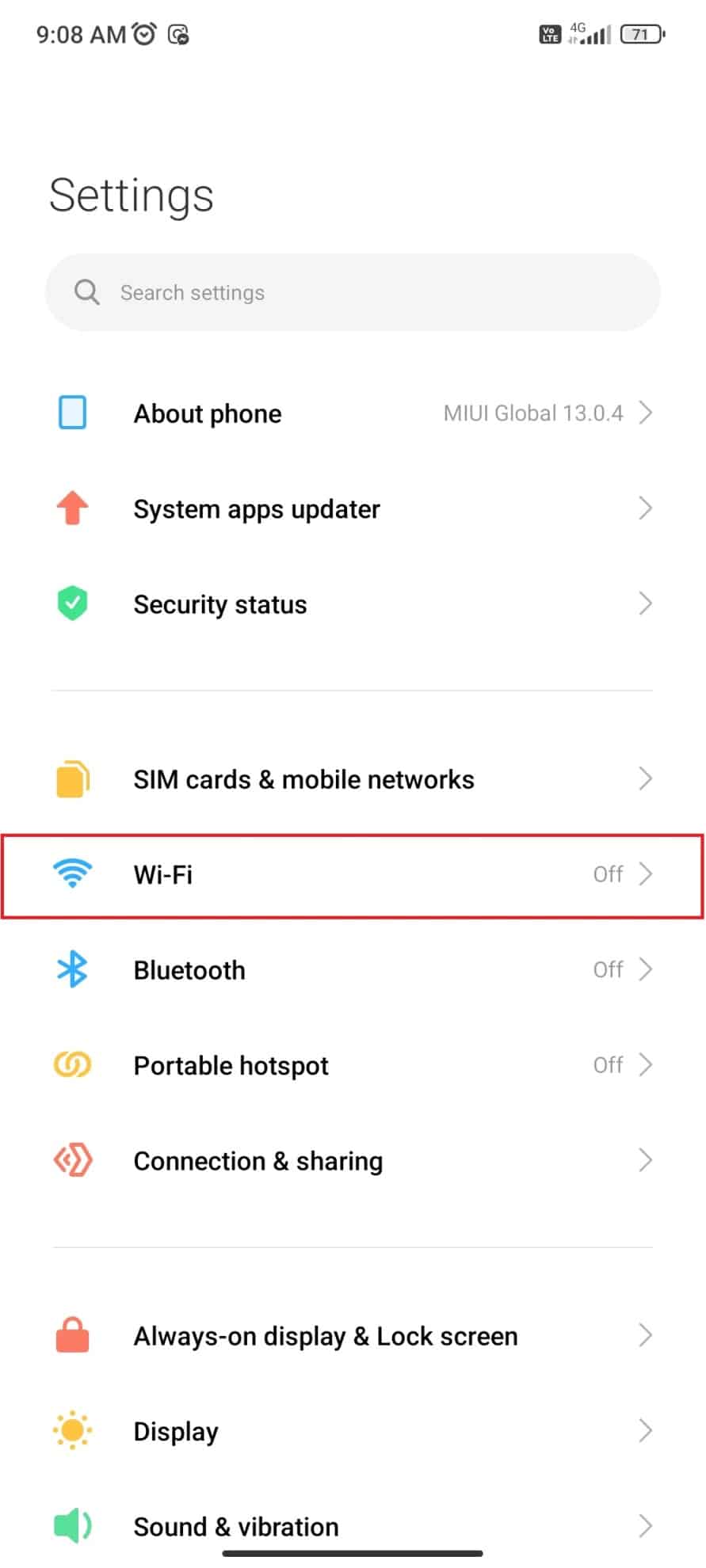Tap on WiFi