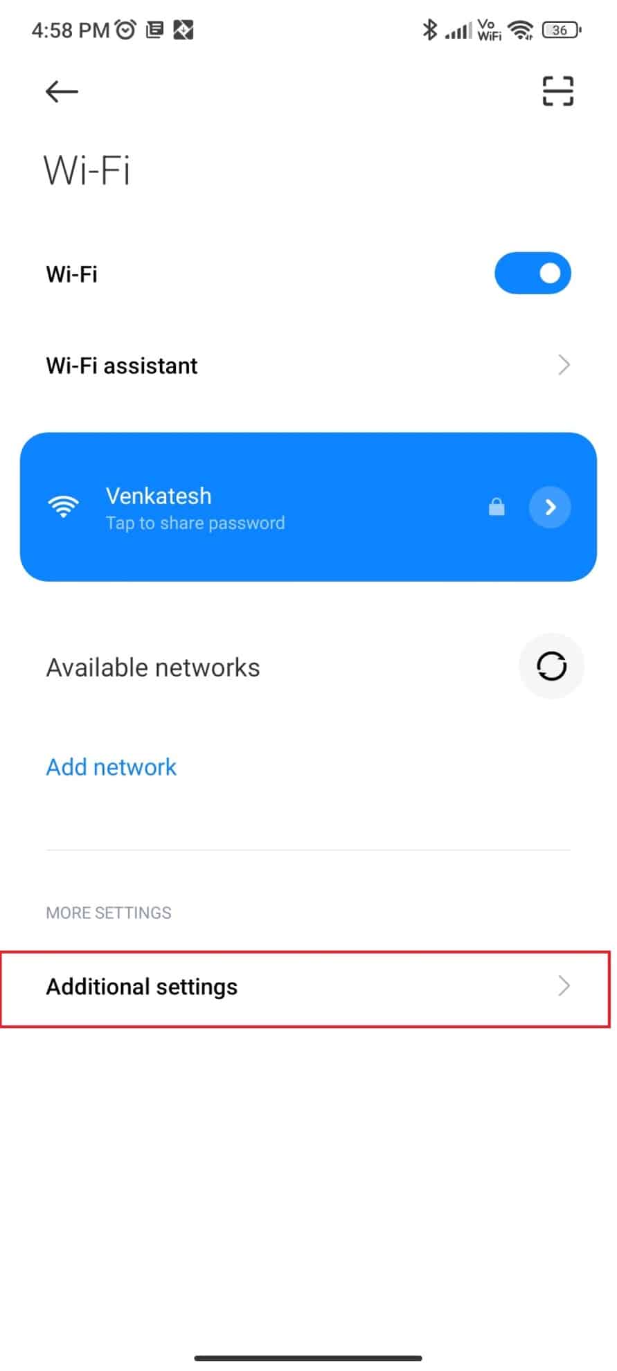 Tap on Additional settings