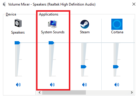 Use the slider to adjust the volume and make sure that the System Sounds are set at full or at 100
