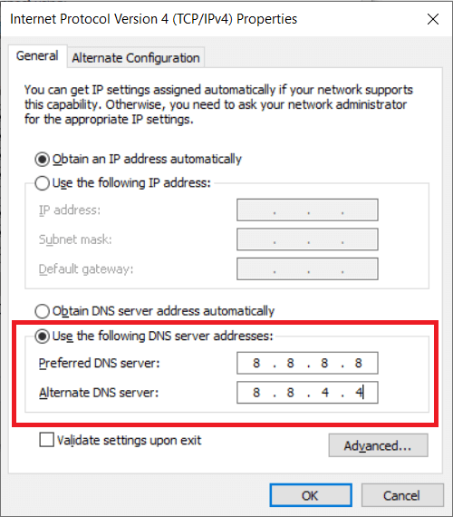 change dns setting