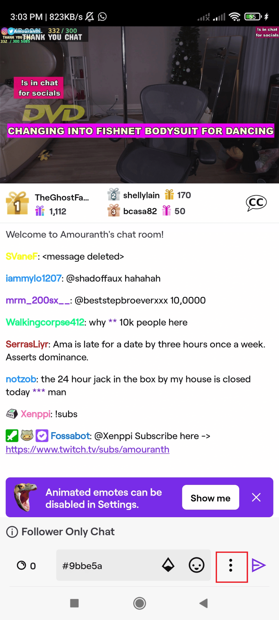 three doted icon on Twitch
