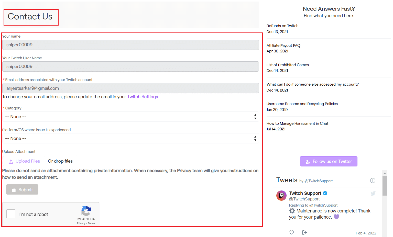 contact Twitch Support. Fix Twitch Unable to Connect to Chat