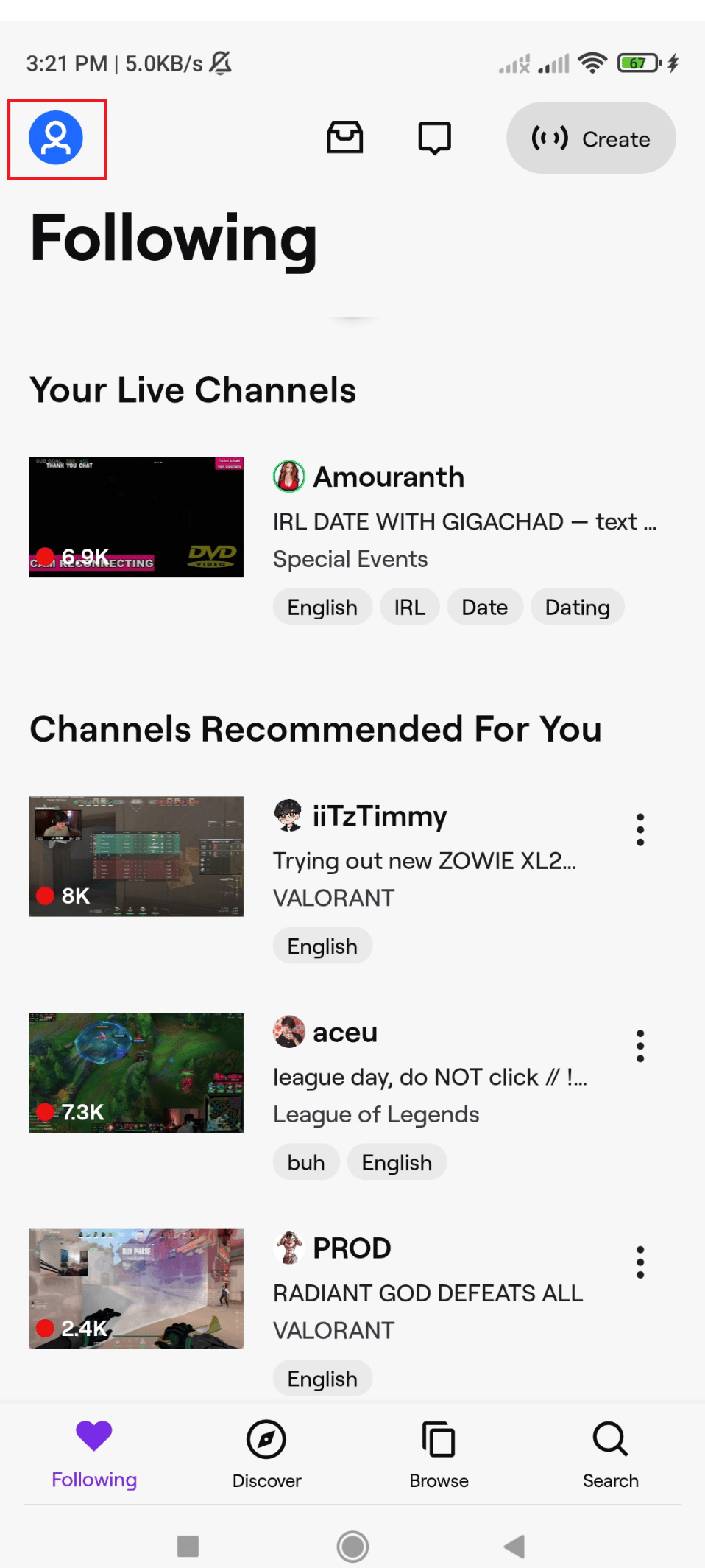 Profile icon on Twitch
