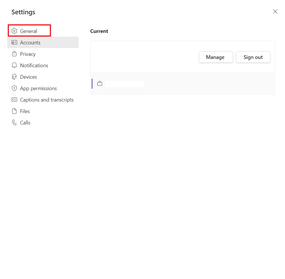 Click on General