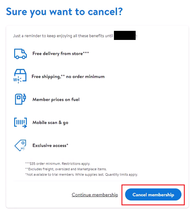 click on Cancel membership