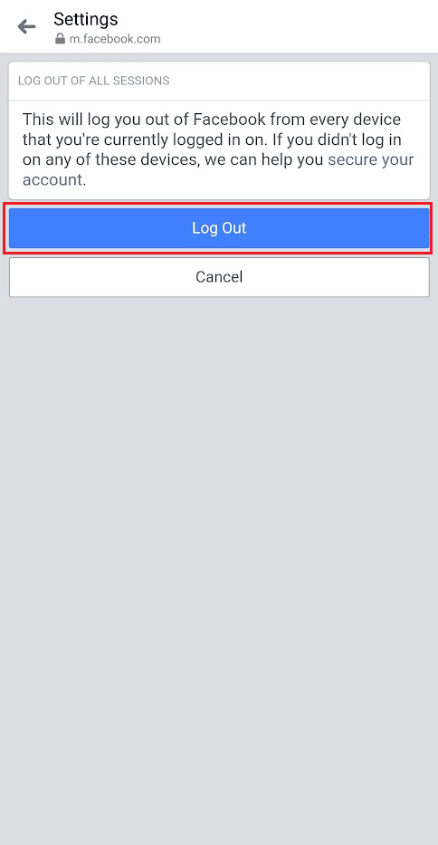 tap on Log Out to confirm the action