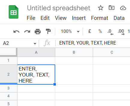 enter your data and separate values using a comma