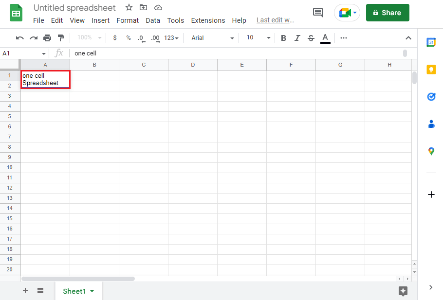 enter line break in a cell in Google Sheets