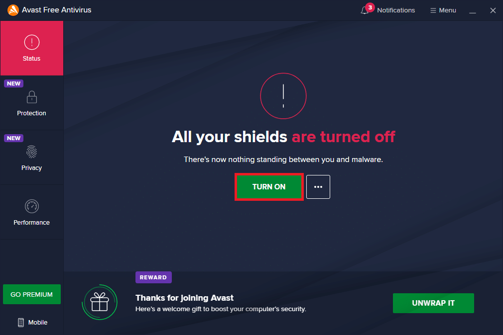 disable antivirus