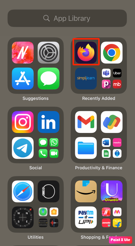 go to firefox app